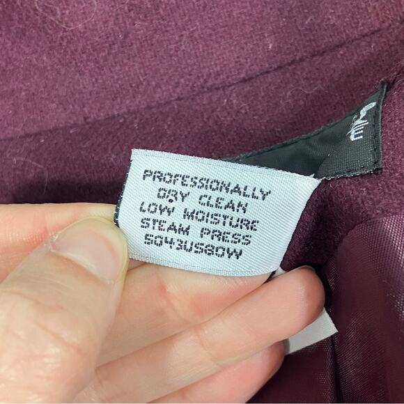 Vintage 80s Deep Burgundy Size 8P Petite Purple 100% Wool Blazer Jacket/Coat - Picture 11 of 12